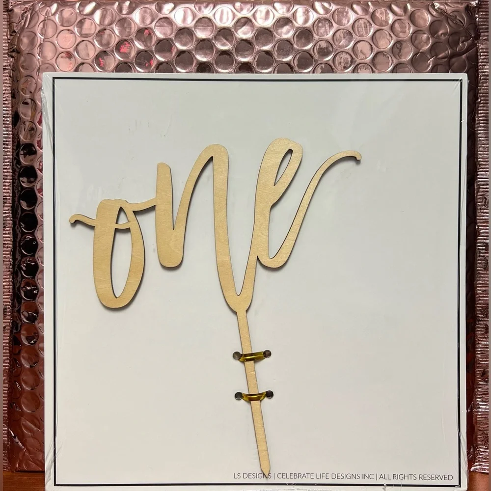 1st Birthday Cake Topper - Rustic Wood Number One